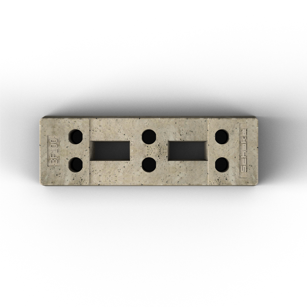 Schake 3F100 Bauzaunfuß  aus Beton Länge: 700 mm

Höhe: 125 mm

Breite: 220 mm

mit 6 Löchern (Ø 42 mm)

36 kg