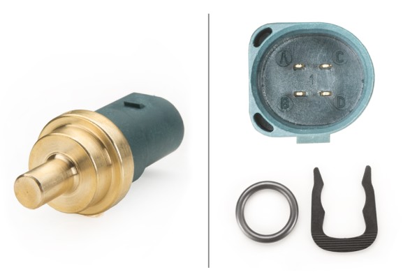 HELLA 6PT 009 107-141 Sensor, Kühlmitteltemperatur - 12V - gesteckt - mit Dichtung - mit Sicherungsr