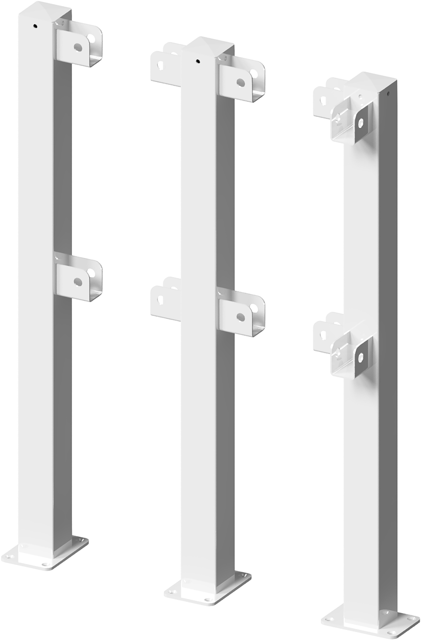 Schake 4273PBG Standpfosten  aus 70 x 70 mm Stahlrohr zum Aufdübeln Eckpfosten für Ober- und Knieholm 90°