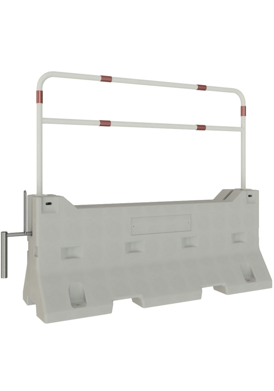 Schake 3F200-SET3-6B Betonleitwand SET 3   Rohrbügel mit Querholm verzinkt und beschichtet in weiß mit roten Streifen