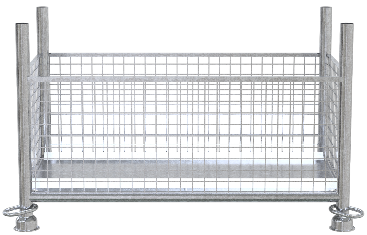 Schake Gitterboxpalette | 1,30m x 0,70m x 0,50m | verzinkt | with closed hook