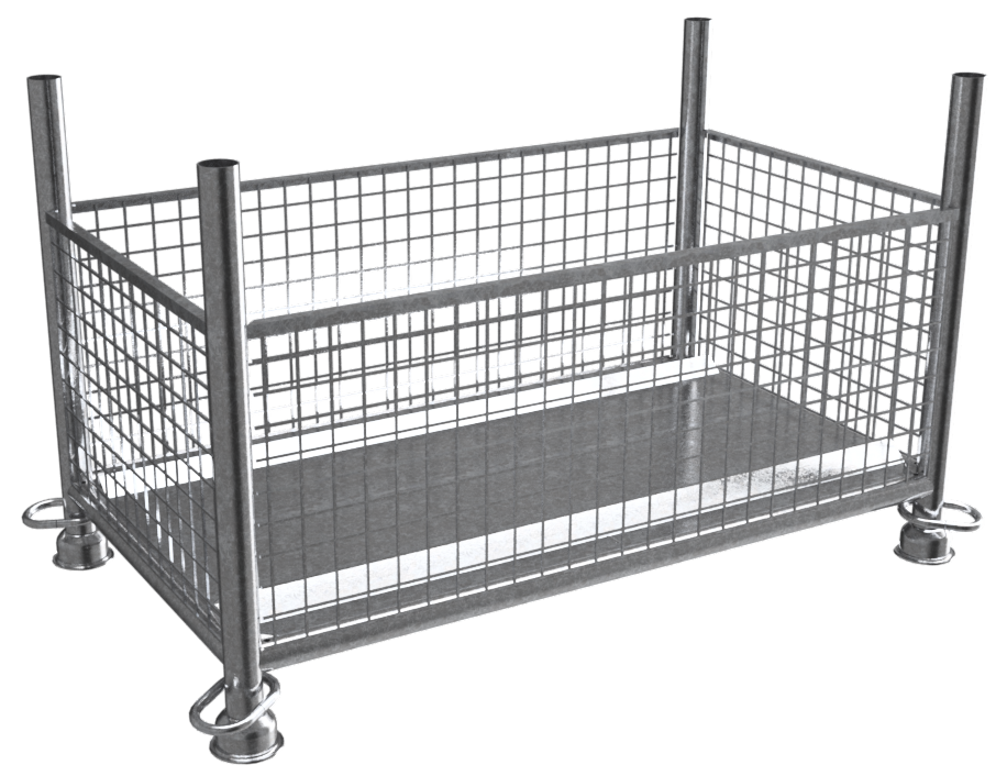 Schake Gitterboxpalette | 1,30m x 0,70m x 0,50m | verzinkt | with closed hook