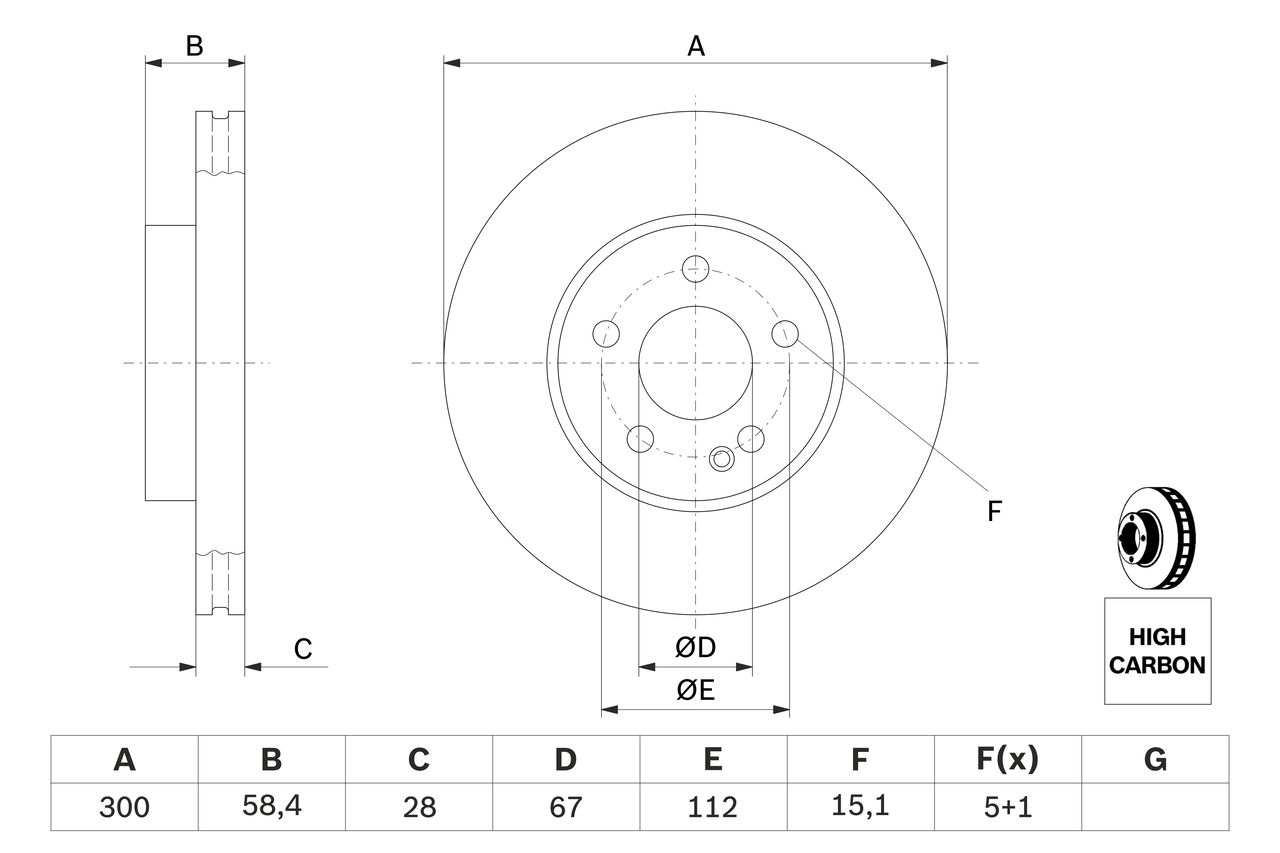 Bosch 0986479C50 Bremsscheibe
