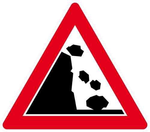Verkehrszeichen Steinschlag, Aufstellung links
