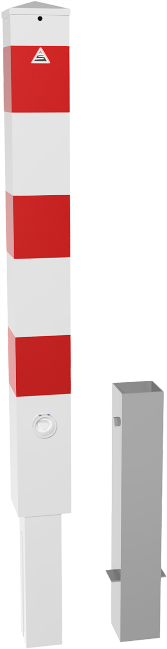 Schake 40100F Absperrpfosten Stahlrohr 100 x 100 x 3 mm herausnehmbar mit Dreikantverschluss feuerverzinkt ohne Öse