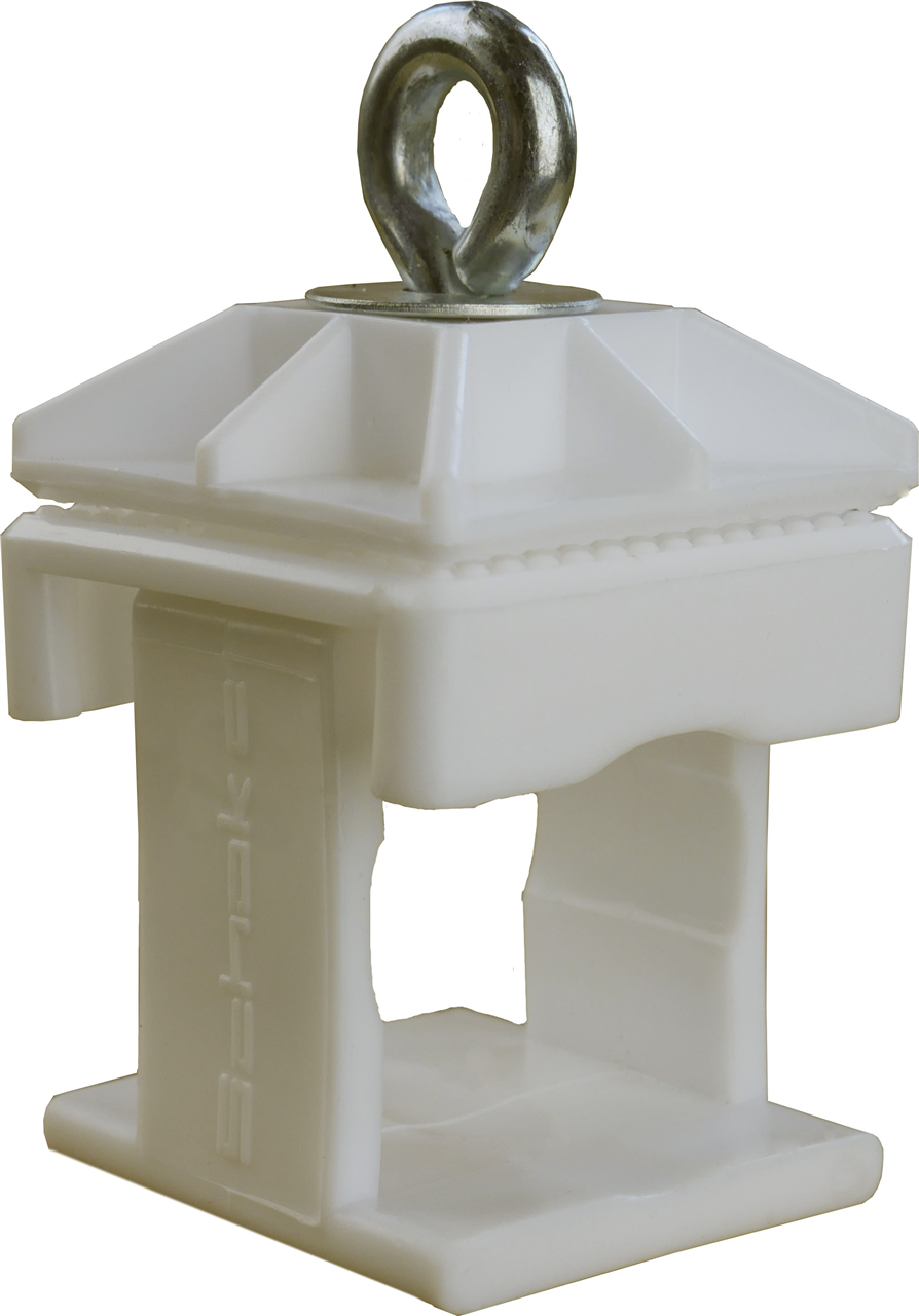 Schake 31313W Schilderklemme Kunststoff, weiß ohne Ösen / Haken für 40 x 40 mm / Ø 42 mm Schaftrohr