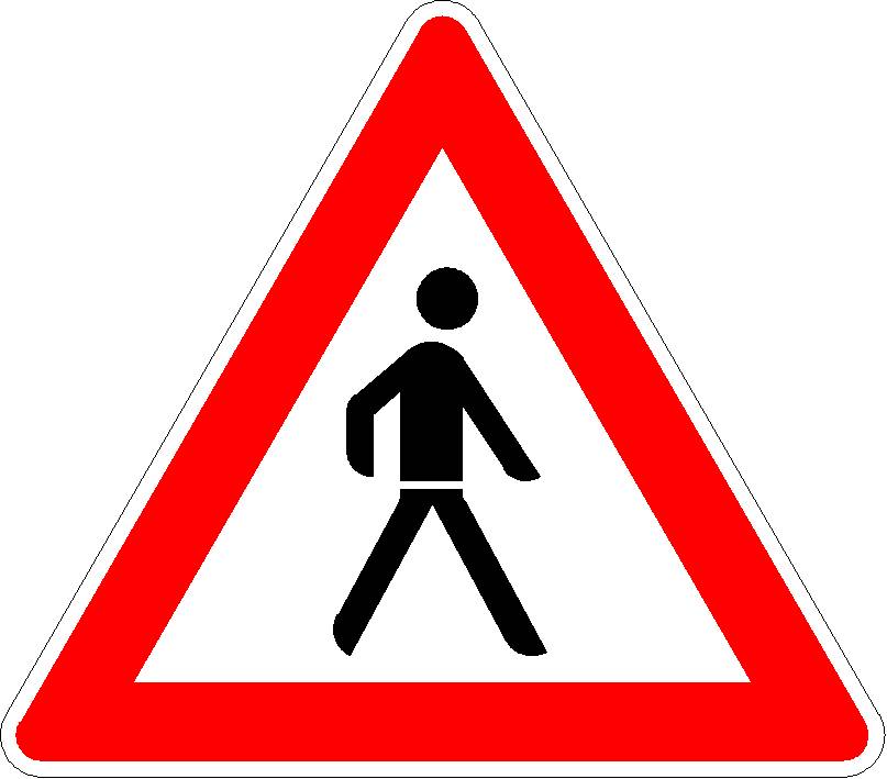 Verkehrszeichen Fußgänger, Aufstellung links