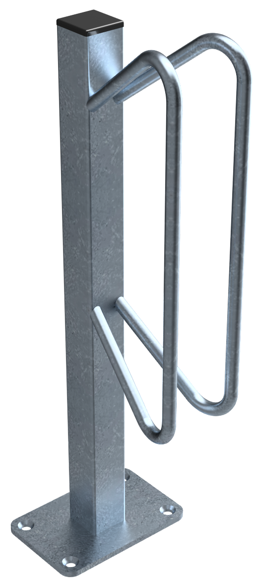 Schake 421_53 Fahrradständer  Einzelparker Einzelparker zum Aufdübeln

Dübelplatte 100 x 150 mm, 4 Bohrungen Ø 10 mm einseitige Einstellung