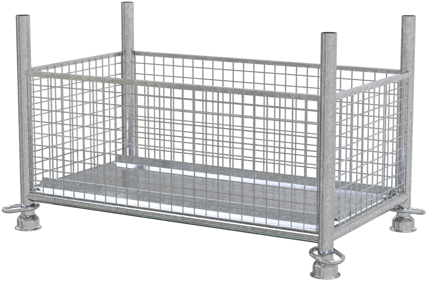 Schake Gitterboxpalette | 1,30m x 0,70m x 0,50m | verzinkt | with closed hook