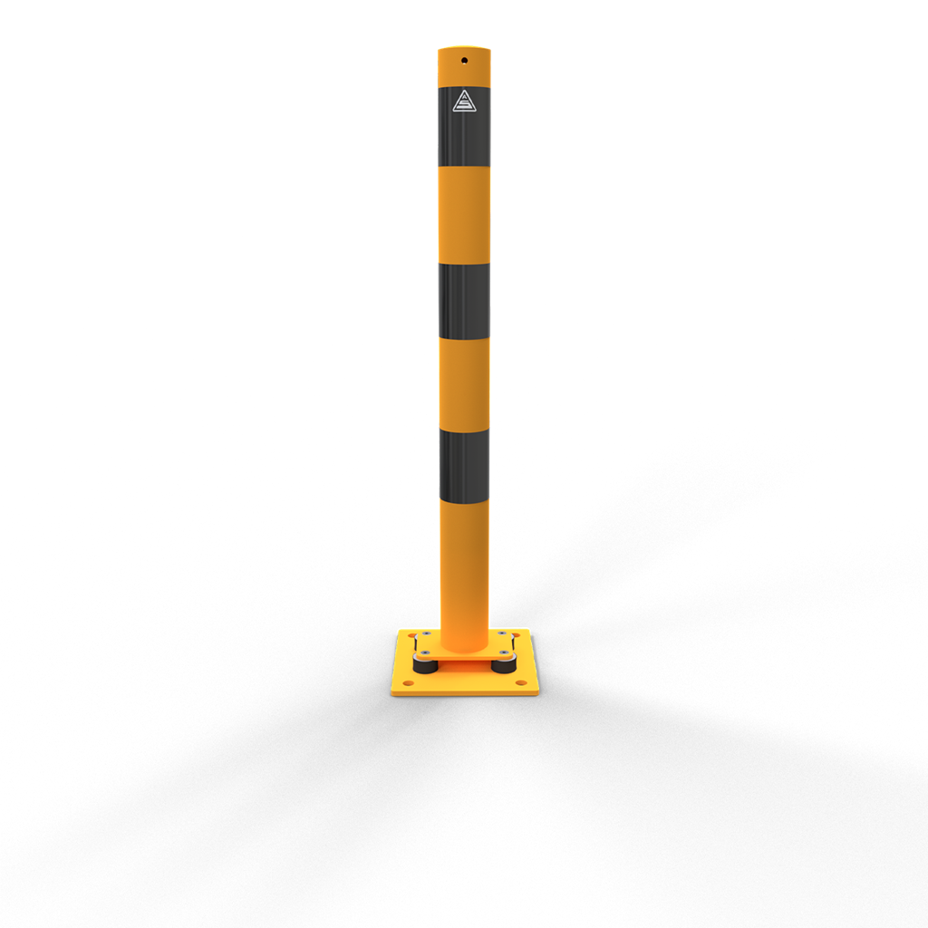 Schake 476NPBG Absperrpfosten Stahlrohr Ø 76 x 2,6 mm allseits neigbar gelb / schwarz ohne Öse