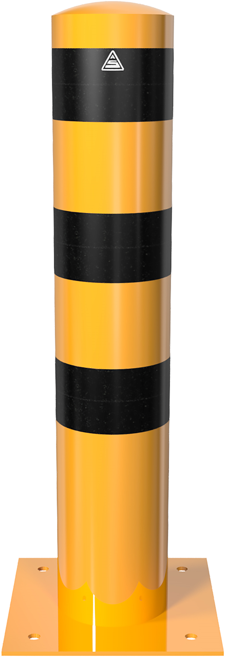 Schake 40193BG Stahlrohrpoller Ø 193 x 3,6 mm für Dübelbefestigung gelb / schwarz ohne Öse