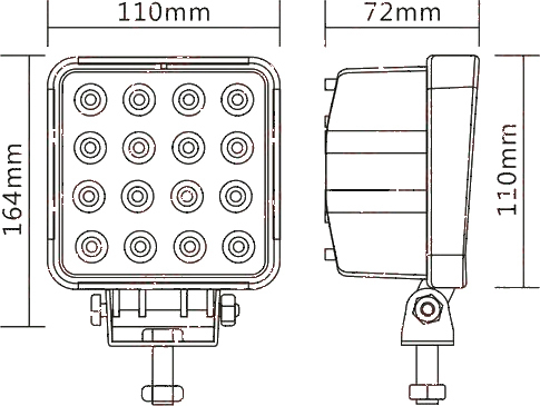 LED Arbeitsscheinwerfer 16 x 3W, 9-32V