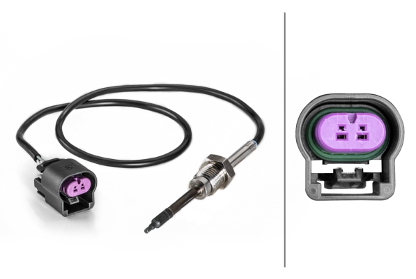 HELLA 6PT 014 494-401 Sensor, Abgastemperatur - 2-polig - geschraubt - Kabel: 450mm
