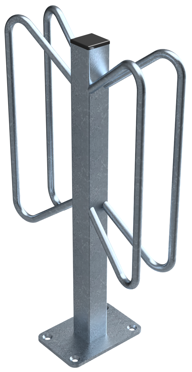 Schake 421_54 Fahrradständer  Einzelparker Einzelparker zum Aufdübeln

Dübelplatte 100 x 150 mm, 4 Bohrungen Ø 10 mm zweiseitige Einstellung