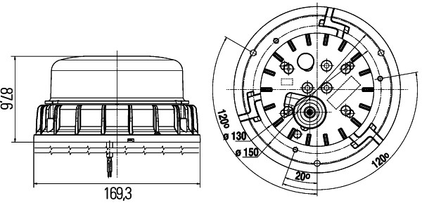 N342 HELLA 2XD 011 557-501 LED-Rundumkennleuchte - K-LED 2.0 - 12/24V - gelb - Anbau - gelb