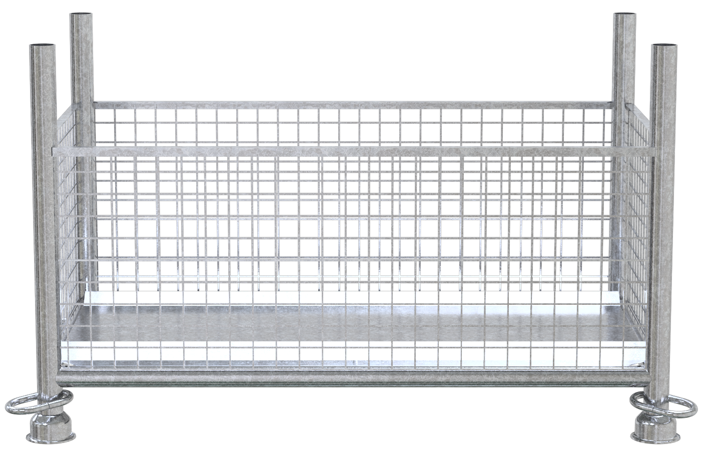 Schake Gitterboxpalette | 1,30m x 0,70m x 0,50m | verzinkt | with closed hook