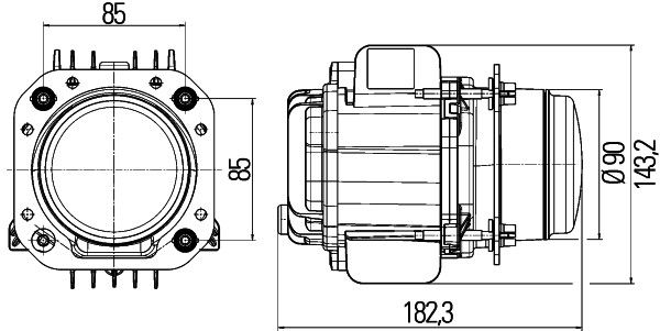 N274 HELLA 1LL 010 820-871 DE/LED-Hauptscheinwerfer - 90mm Performance Bi-LED L70 - 24V - Einbau - links/