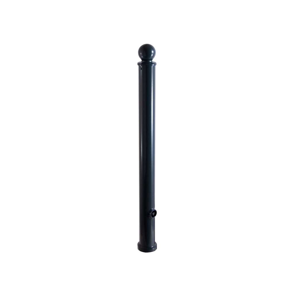 Schake 474PB Absperr-Stilpfosten Serie 474B Ø 76 mm ortsfest, für Dübelbefestigung

mit Bodenplatte 100 x 150 mm ohne Verschluss ohne Öse