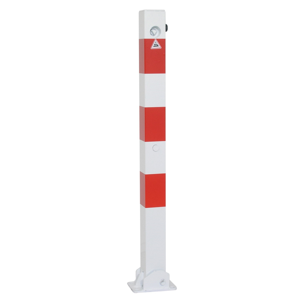 Schake Absperrpfosten 70 x 70 mm umlegbar mit Dreikantverschluss für Dübelbefestigung

mit Bodenplatte 100 x 150 mm feuerverzinkt ohne Öse