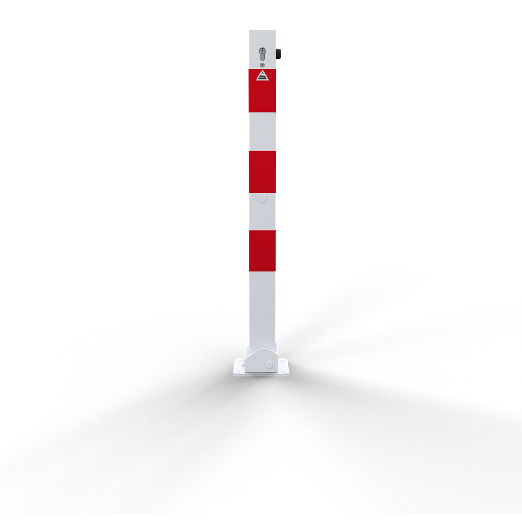 Schake Absperrpfosten, 70 mm x 70 mm, umlegbar, mit Profilzylinderschloss | Beschaffenheit: feuerver
