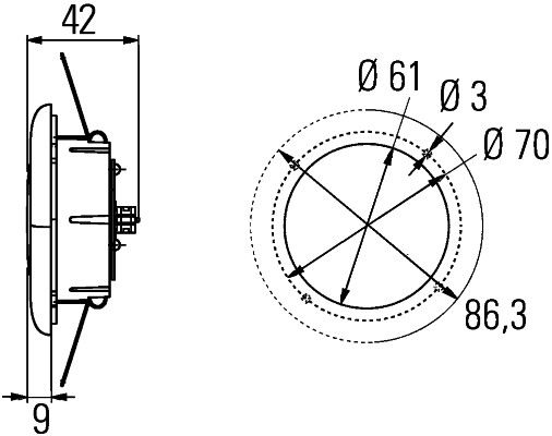 N221 HELLA 2JA 343 790-341 Innenraumleuchte - SpotLED 40° - LED - 12/24V - LED - Einbau - Lichtscheibenfa
