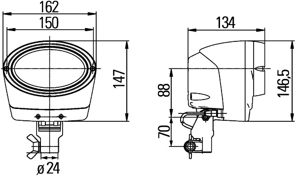HELLA 1GA 996 261-701 Xenon-Arbeitsscheinwerfer - Oval 100 Integral - 24V - Anbau/Rohrstutzen - steh