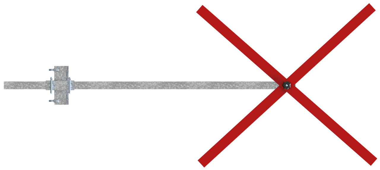 Schake 3537512 Auskreuzung mit 30 mm Auslegerohr und 50 mm Schenkelbreite Länge: 1200 mm, Auslegerlänge: 1500 mm