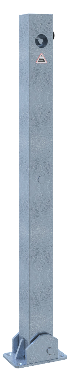 Schake Absperrpfosten, 70 mm x 70 mm, umlegbar, mit Dreikantverschluss oben | Beschaffenheit: feuerv