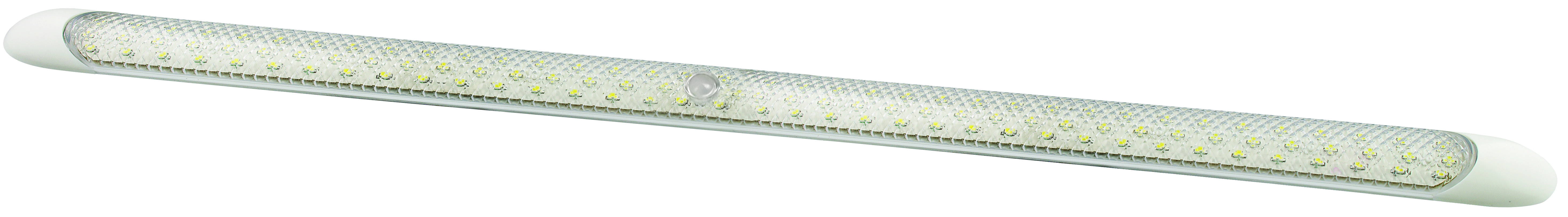 Schmale LED Innenraumleuchte, Switch ON/OFF, 600 mm, weiße Blenden, weiß, 24 Volt