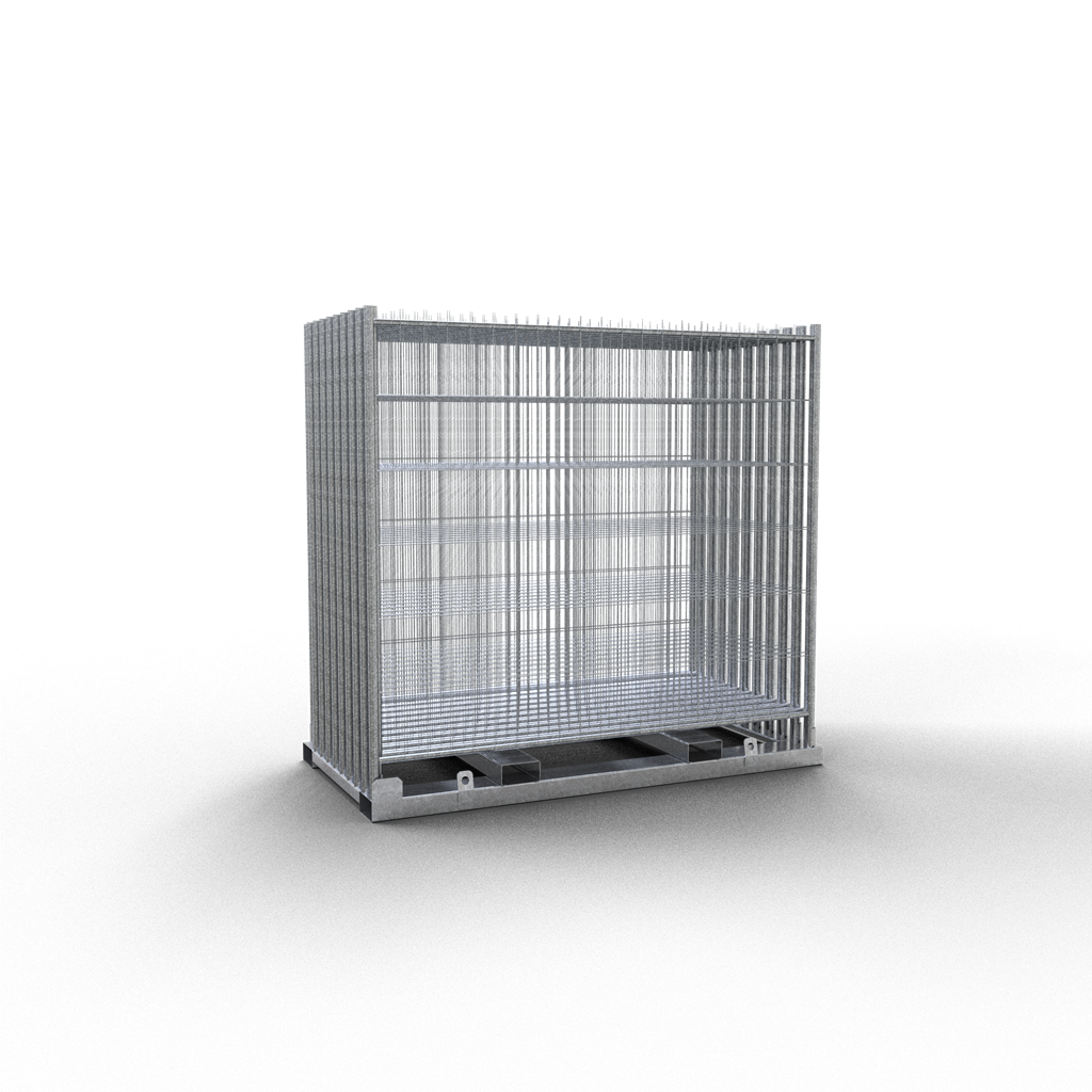 Schake SET  mit 20 Bauzäunen auf Lager- und Transportpalette Mobilzaun ,,Standard