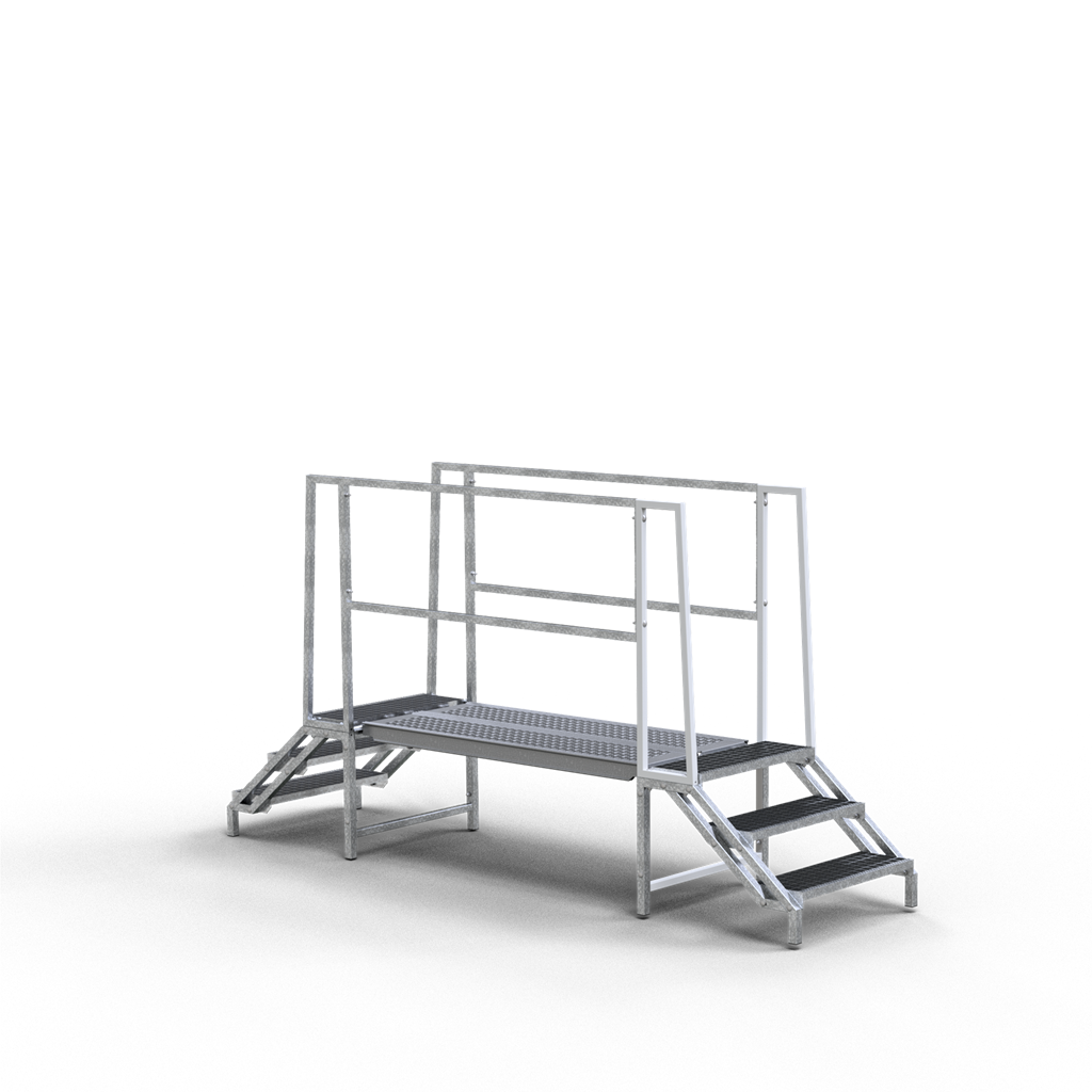 Schake 71500-15-SET Steigtritt  mit Systembohlen und Geländern mit Systembohle 1,50 m
