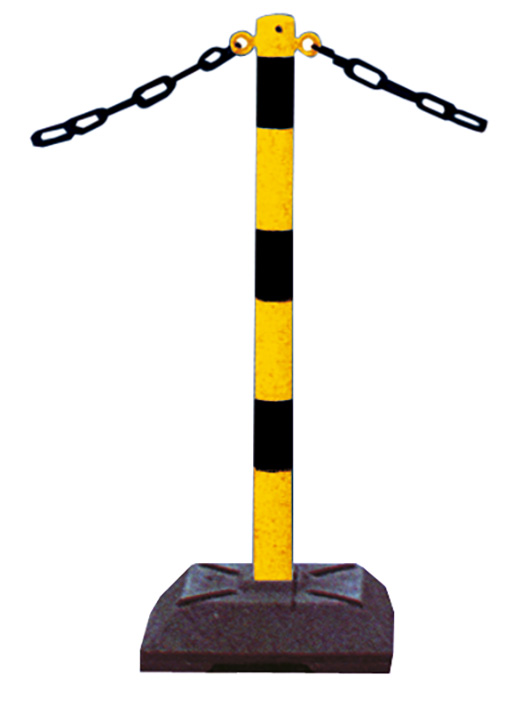 e0a4428e-2a86-4aaf-86c9-fcbf5741ac19 Schake 460KBS Kettenständer aus Ø 60 mm Stahlrohr gelb / schwarz quardratischen Fuß