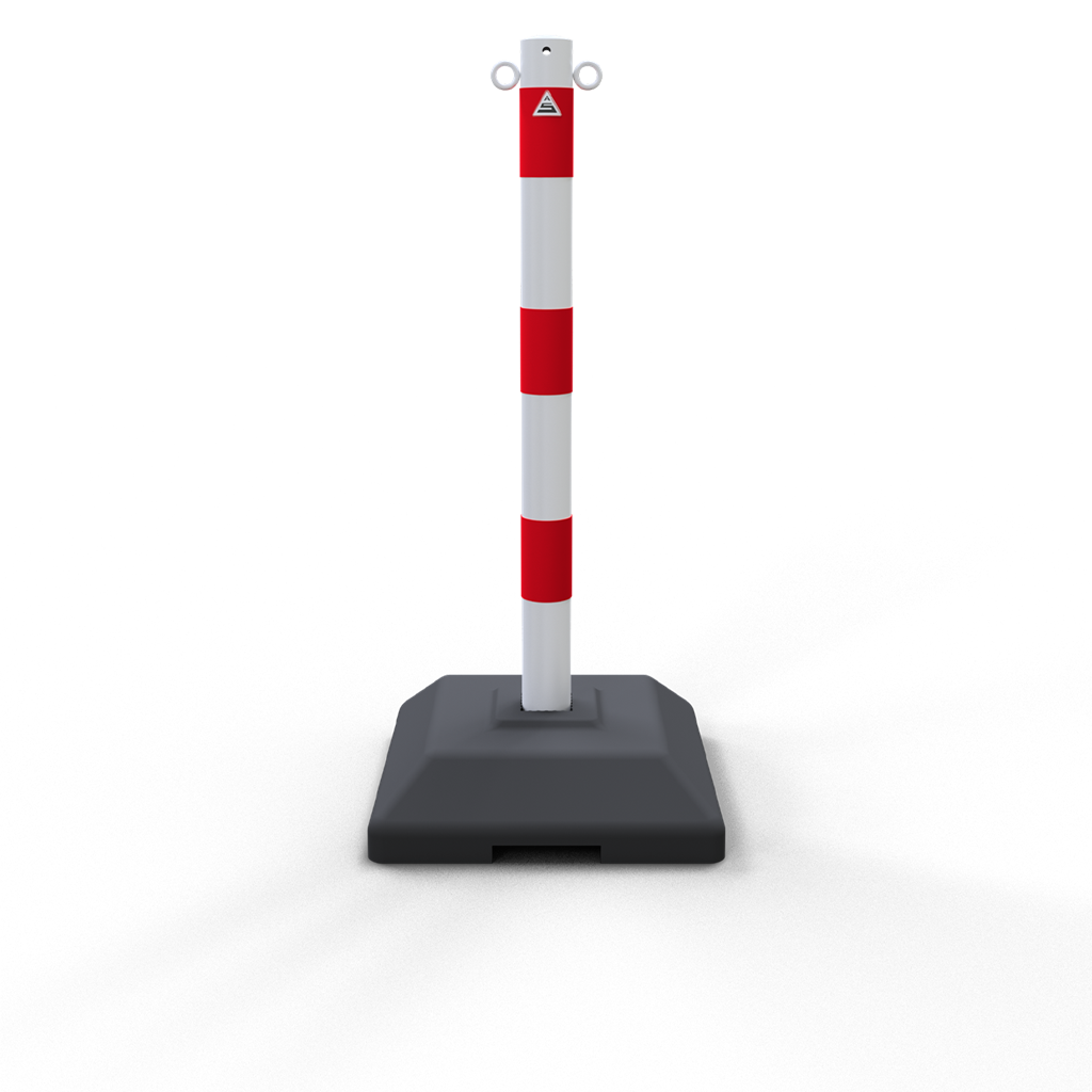 26ec9b25-5ace-478d-a4b4-56e8c79ecf8c Schake 460KB Kettenständer aus Ø 60 mm Stahlrohr weiß / rot quardratischer Fuß