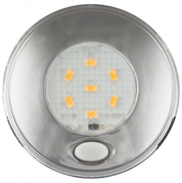 Runde silberne LED Innenraumleuchte, mit Schalter, rote Nachtlichtfunktion, 12 Volt