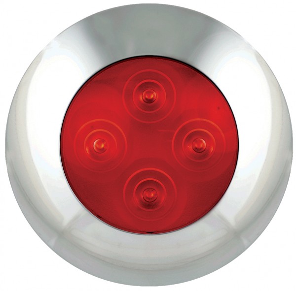 Runde LED Innenraumleuchte, rotes LED-Licht, 12 Volt, 75 mm Ø, 17 mm hoch
