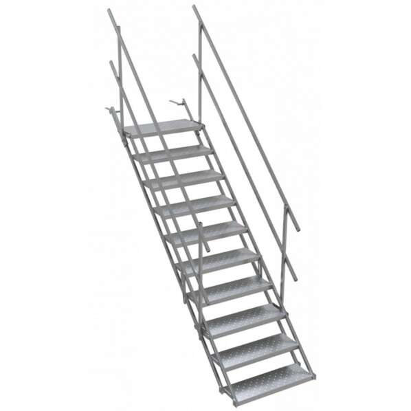 Bautreppe, Werkstatttreppe, aus Stahl, DIN, verzinkt, 1000 mm Breite