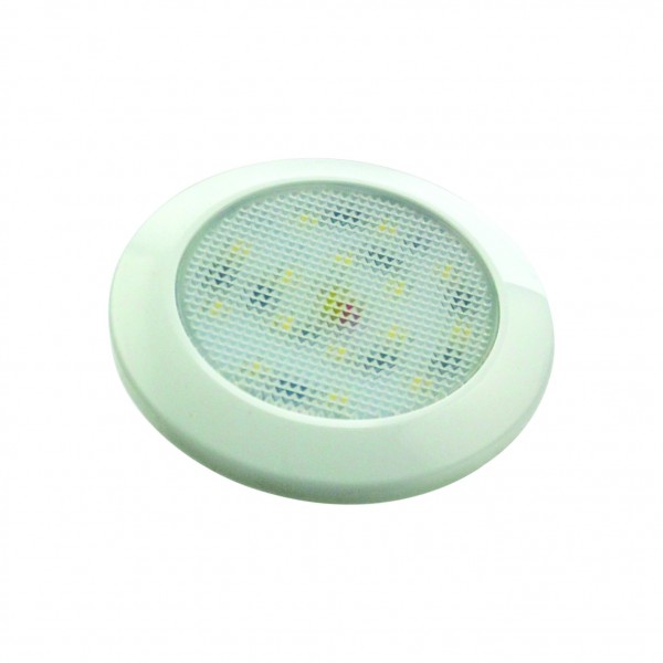 Runde LED Innenraumleuchte, weiße Blende, weißes LED-Licht, 24 Volt, 9 mm hoch