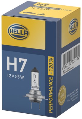 HELLA 8GH 223 498-031 Glühlampe - H7 - Performance up to 120% - 12V - 55W - Sockelausführung: PX 26
