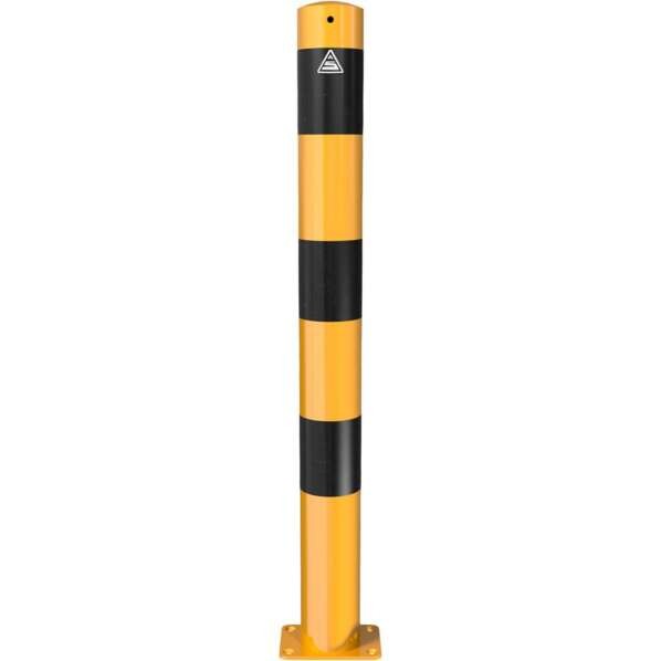 Schake Absperrpfosten aus Stahlrohr, Ø 89 mm, gelb/schwarz | Montageart: für Dübelbefestigung mit Bo