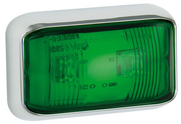 LED Markierungsleuchte, Begrenzungsleuchte, LED Grün, Serie 58, Chrome