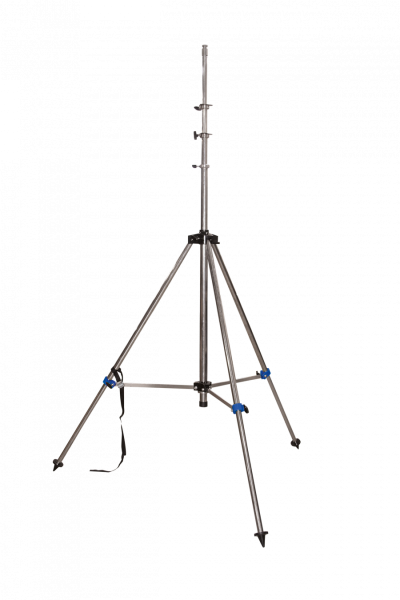 Teleskop-Dreibeinstativ Edelstahl, 4,58 m, mit Abspannset