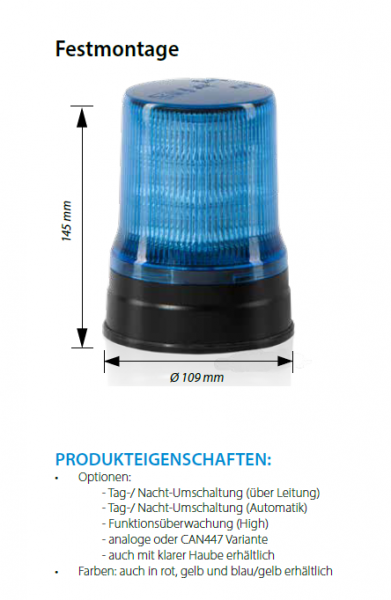 baetz Hänsch MOVIA-SL LED Kennleuchte, Blau, Festmontage