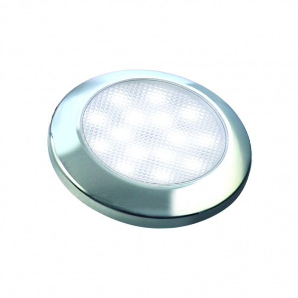Runde LED Innenraumleuchte, verchromte Blende, weißes LED-Licht, 24 Volt, 9 mm hoch