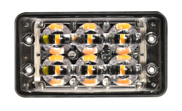 LED Blitzmodul, LED-Farbe Gelb, 6 x 3 Watt LEDs, ECE R65, 11 mm Aufbauhöhe