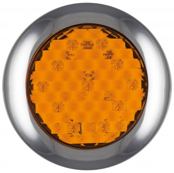 LED Blinkleuchte, Chromrahmen, Rund, Serie 145, 145 mm Durchmesser