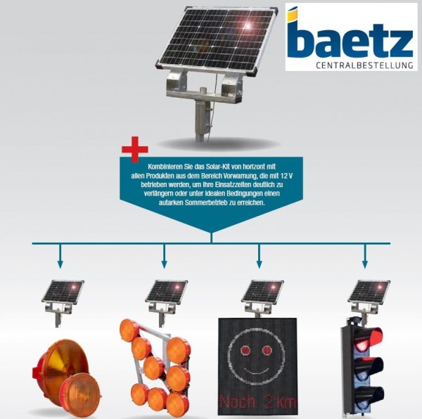 Solar-Kit, 12 Volt, 50 Watt, Vorwarnanlagen