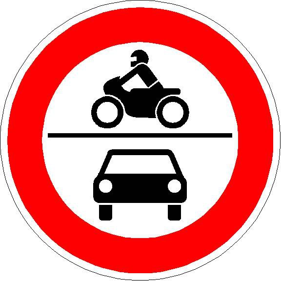 Verkehrszeichen Verbot für Krafträder auch mit Beiwagen Kleinkrafträder und Mofas sowie sonstige mehrspurige Kraftfahrzeuge
