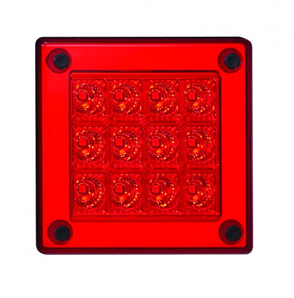 LED Nebelschlussleuchte, Quadratisch, rote Linse, ECE und EMC, Serie 280
