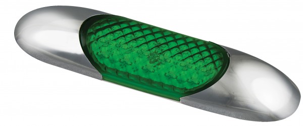 LED Innenraumleuchte, 100 mm lang, verchromte Blenden, grün, 12 Volt