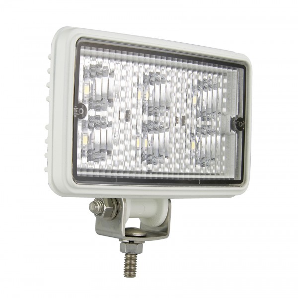 LED Arbeitsscheinwerfer, rechteckig, Gehäuse weiß, ECE-R10, Flutlicht, Aufbau